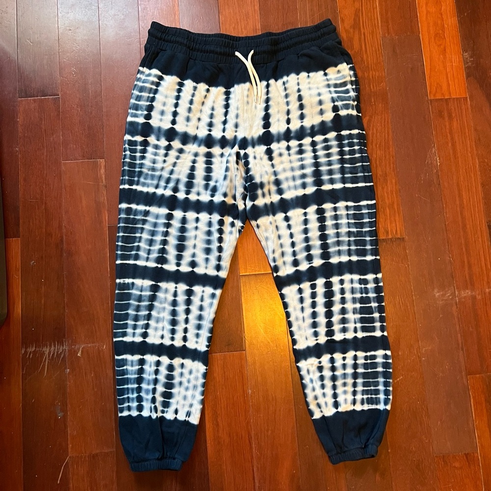Navy blue and white joggers size L
